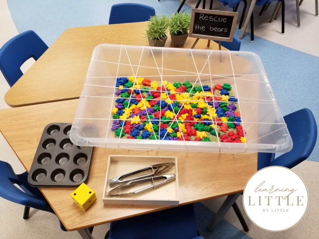 Rescue the Bears - Counting sensory bin