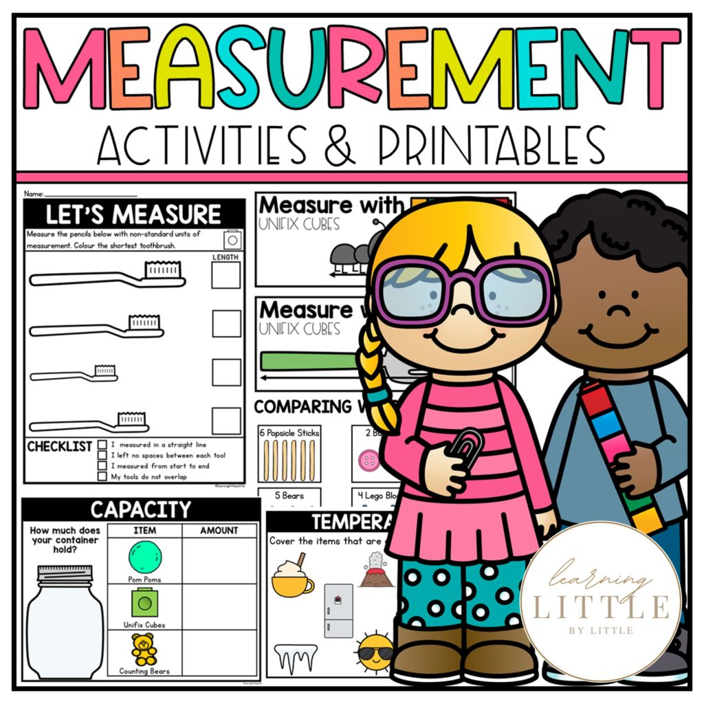 Measurement Printables and Centers for Kindergarten - Length, Weight, Capacity, Size, Temperature