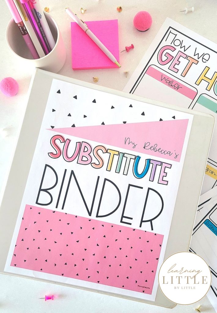 Substitute Binder Sub Binder easy prep