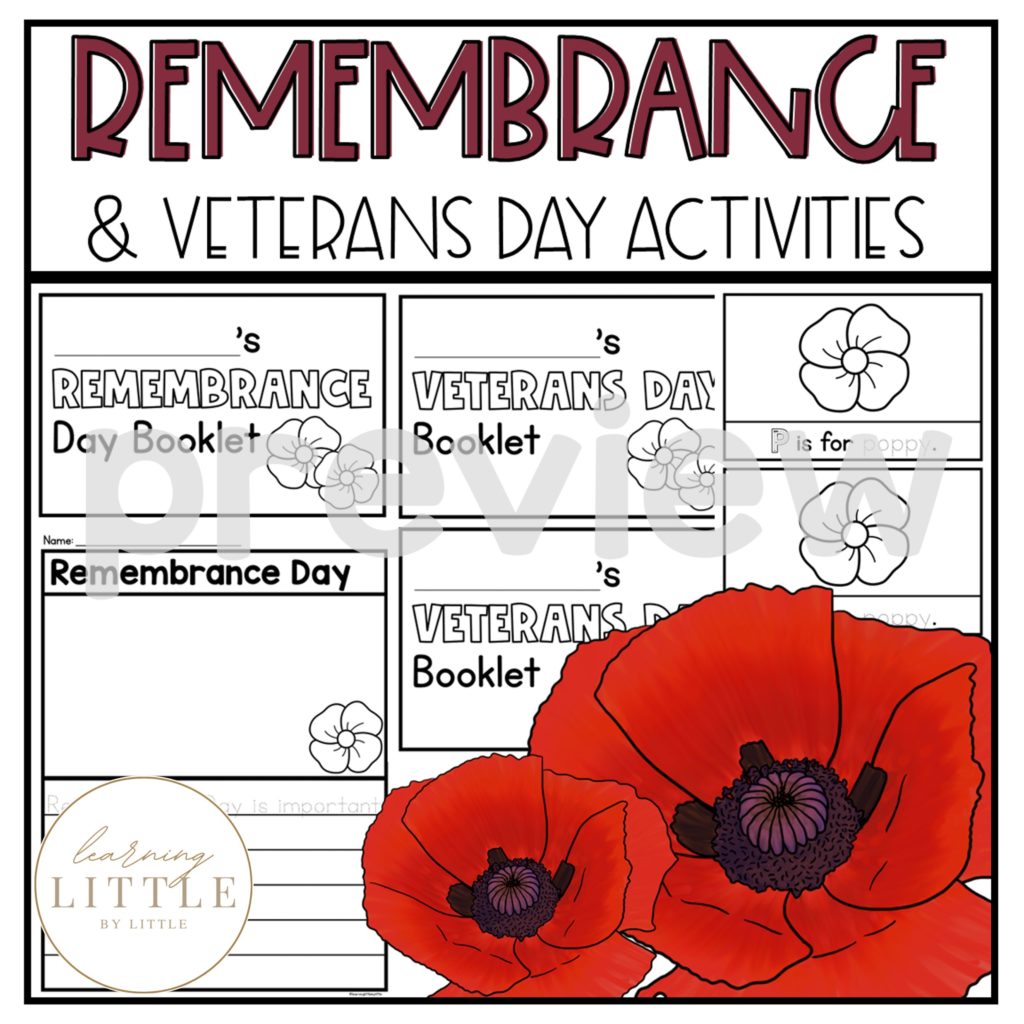 Remembrance Day | Veterans Day Booklet, Writing Prompt and Poster- FREEBIE