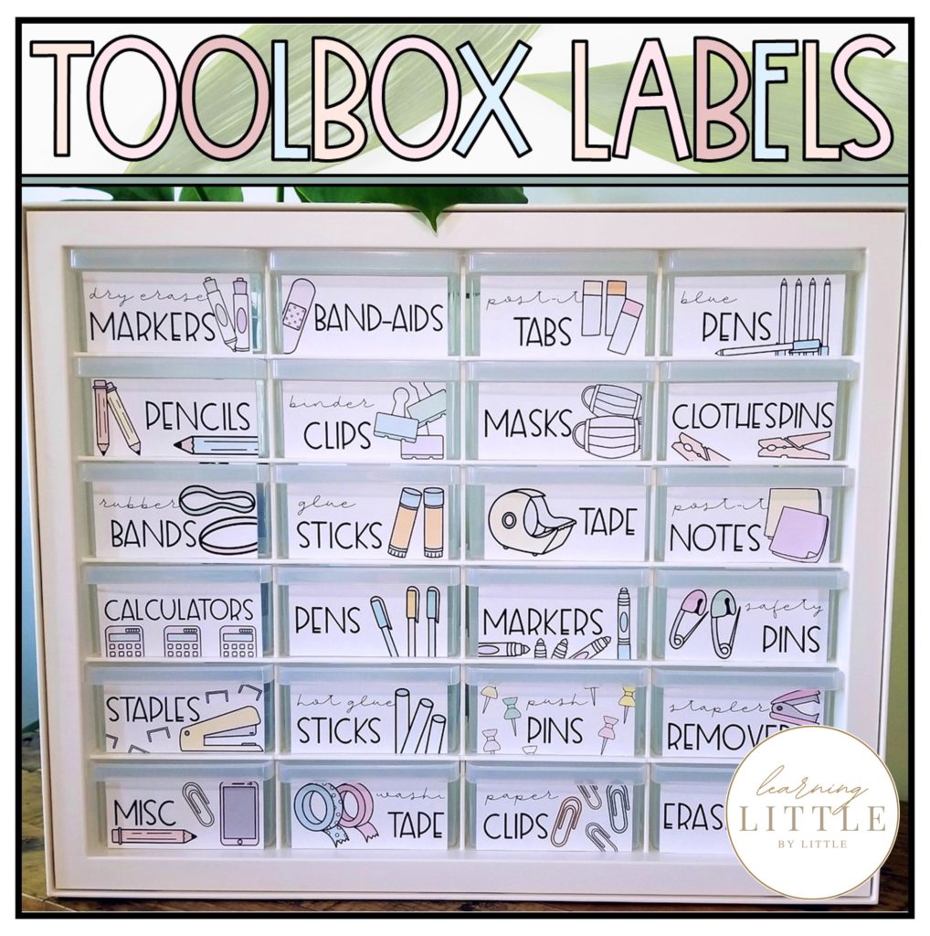 Pastel Minimal Teacher Toolbox Labels Iris & Akro-Mils