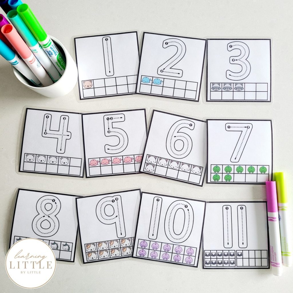 Number formation cards | Number Flashcards with ten frames