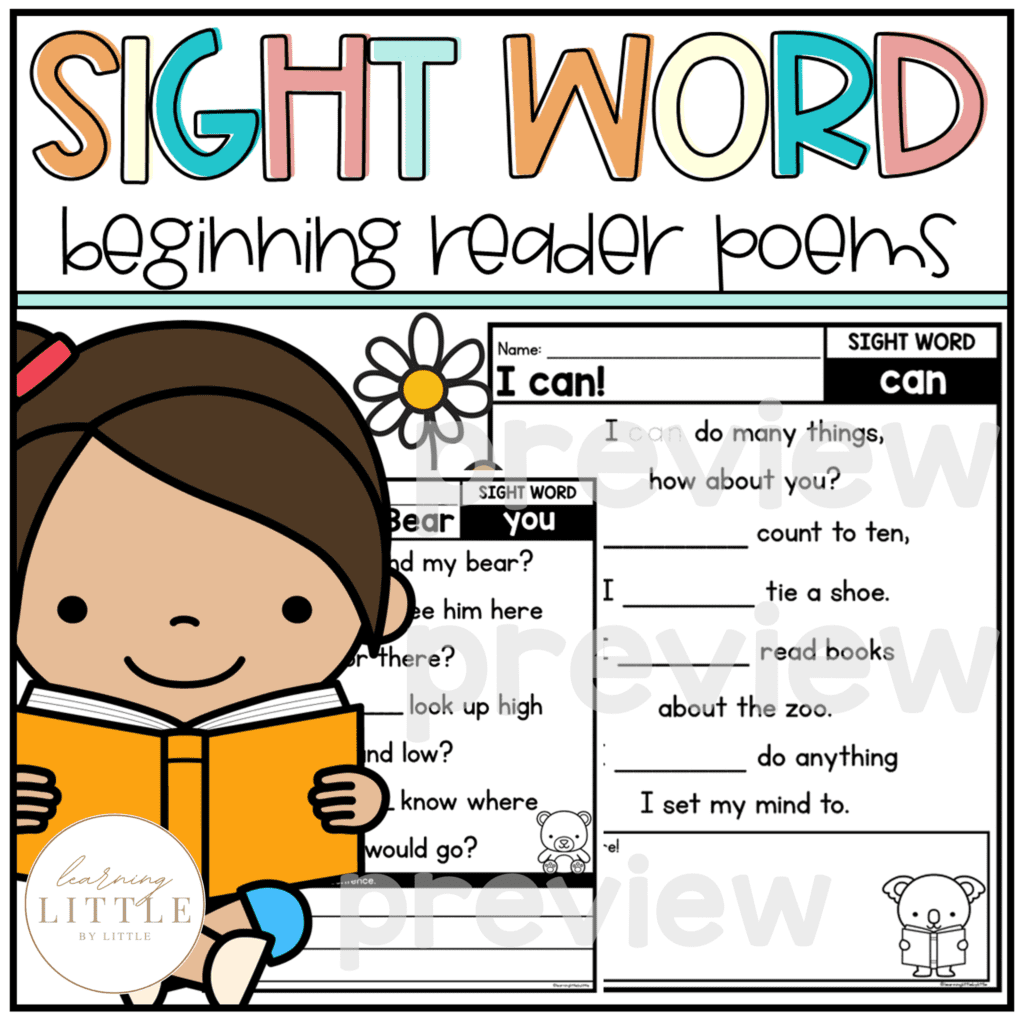 Sight Words Poems Kindergarten